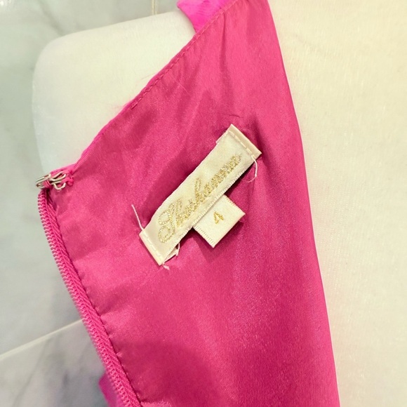 Shoshanna - Magenta Textured Tiered Sleeveless Racerback Silk Shift Dress Sz 4 - Picture 7 of 8